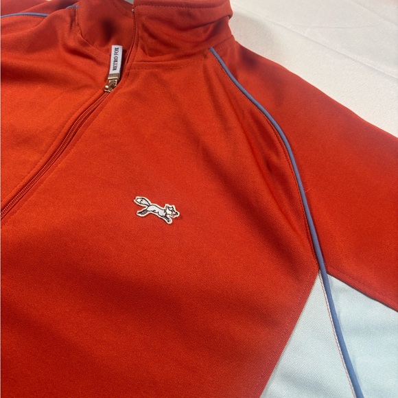 Retro Fox Jacket Men's Large Full Zip Logo Orange and White Track Jacket L - Picture 1 of 9